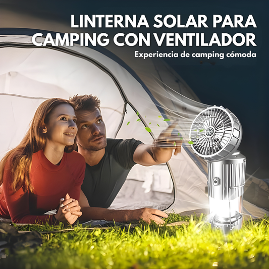 LINTERNA DE CAMPING CON VENTILADOR – Iluminación potente, frescura y energía donde estés