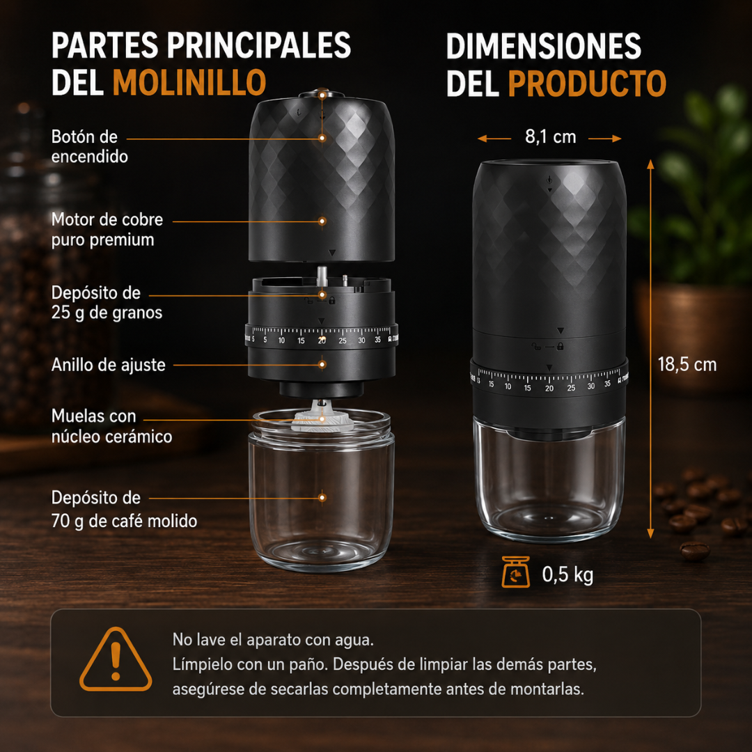 MOLINILLO DE CAFÉ INALÁMBRICO – Molienda fresca a tu gusto