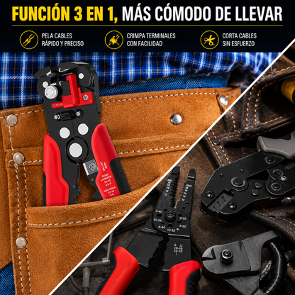 PINZAS PELA CABLES — Pelar, cortar y crimpar con una sola herramienta