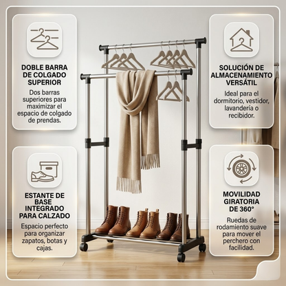 PERCHERO DE ROPA DOBLE NIVEL – Más orden y capacidad en menos espacio