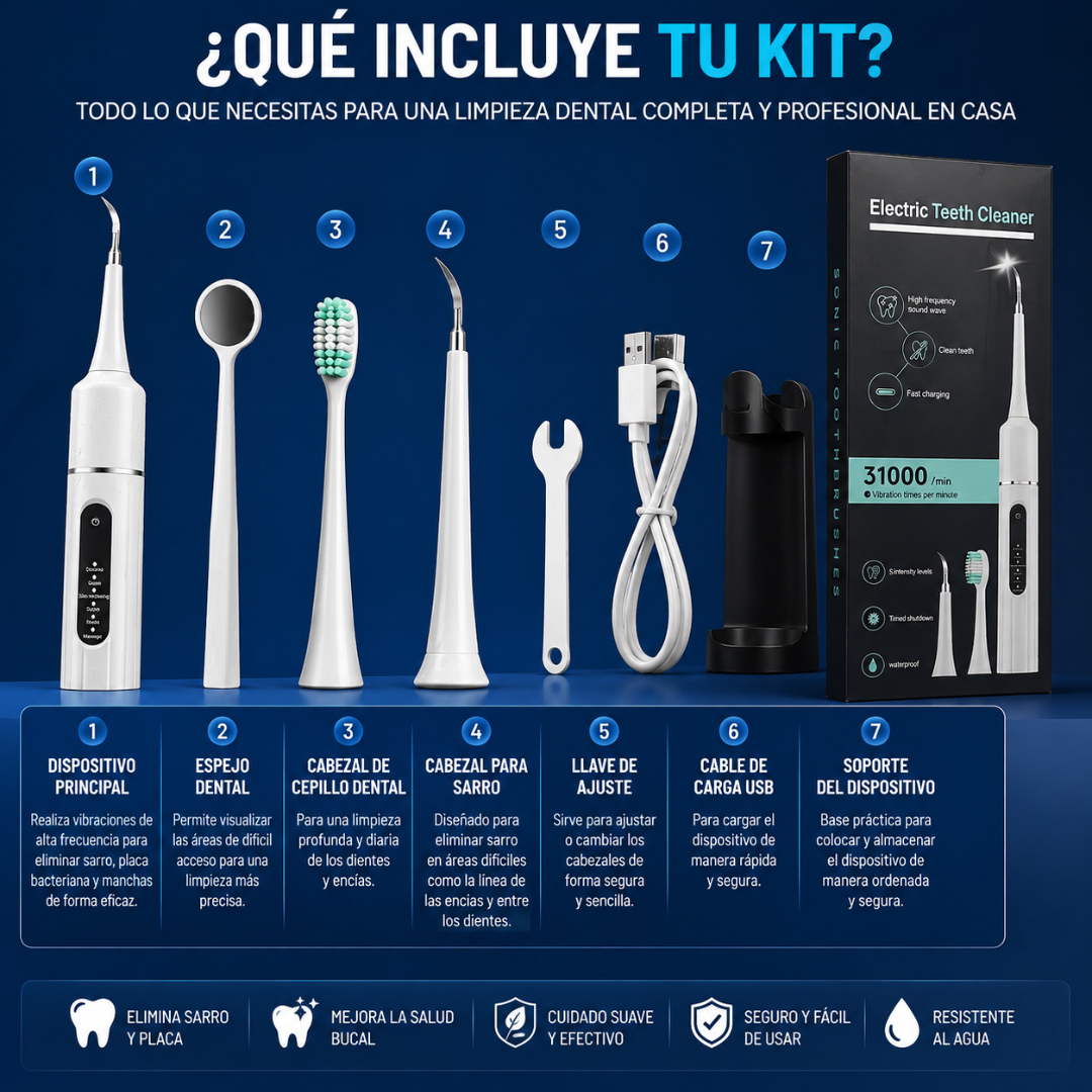 KIT LIMPIADOR DENTAL ELÉCTRICO – Limpieza precisa en casa