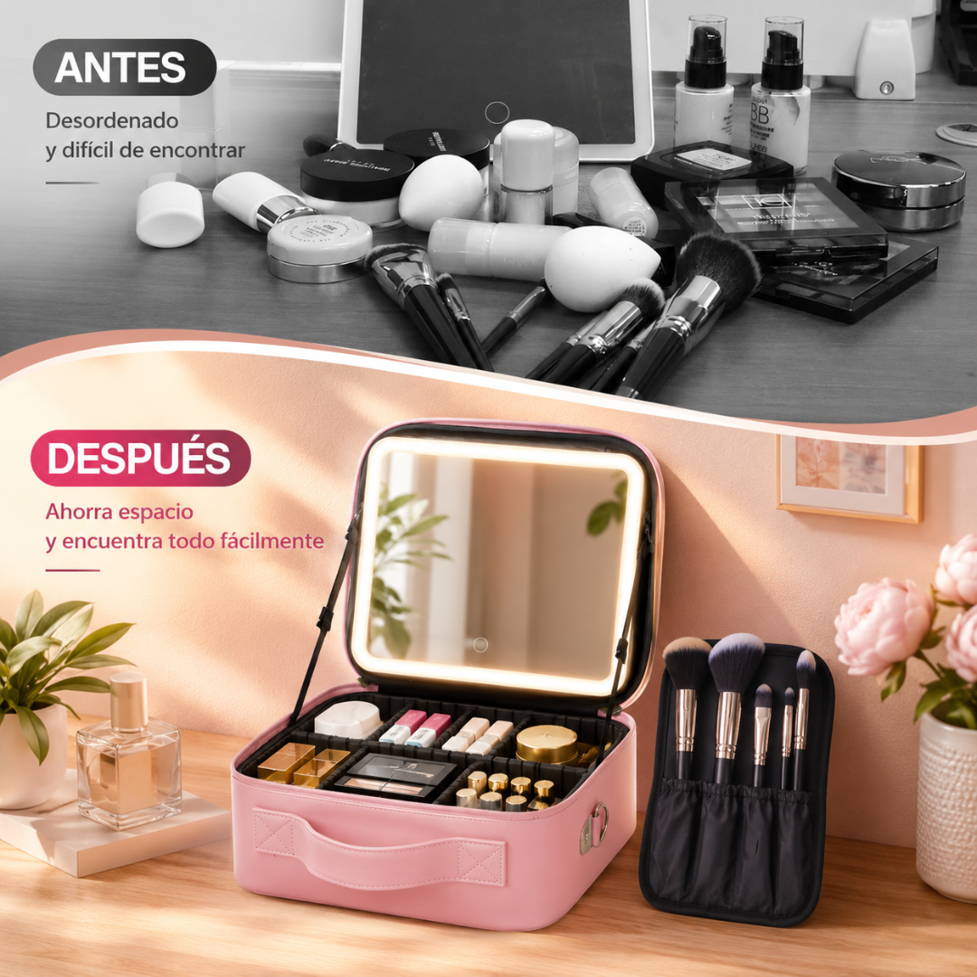 NECESER DE MAQUILLAJE CON LED – Organización portátil iluminada