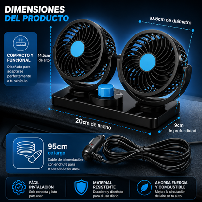 VENTILADOR DOBLE – Aire fresco dentro del auto