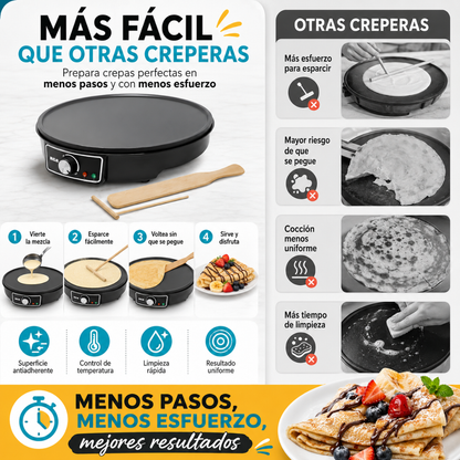 CREPERA ELÉCTRICA – Cocción uniforme, superficie antiadherente y crepes perfectos en minutos