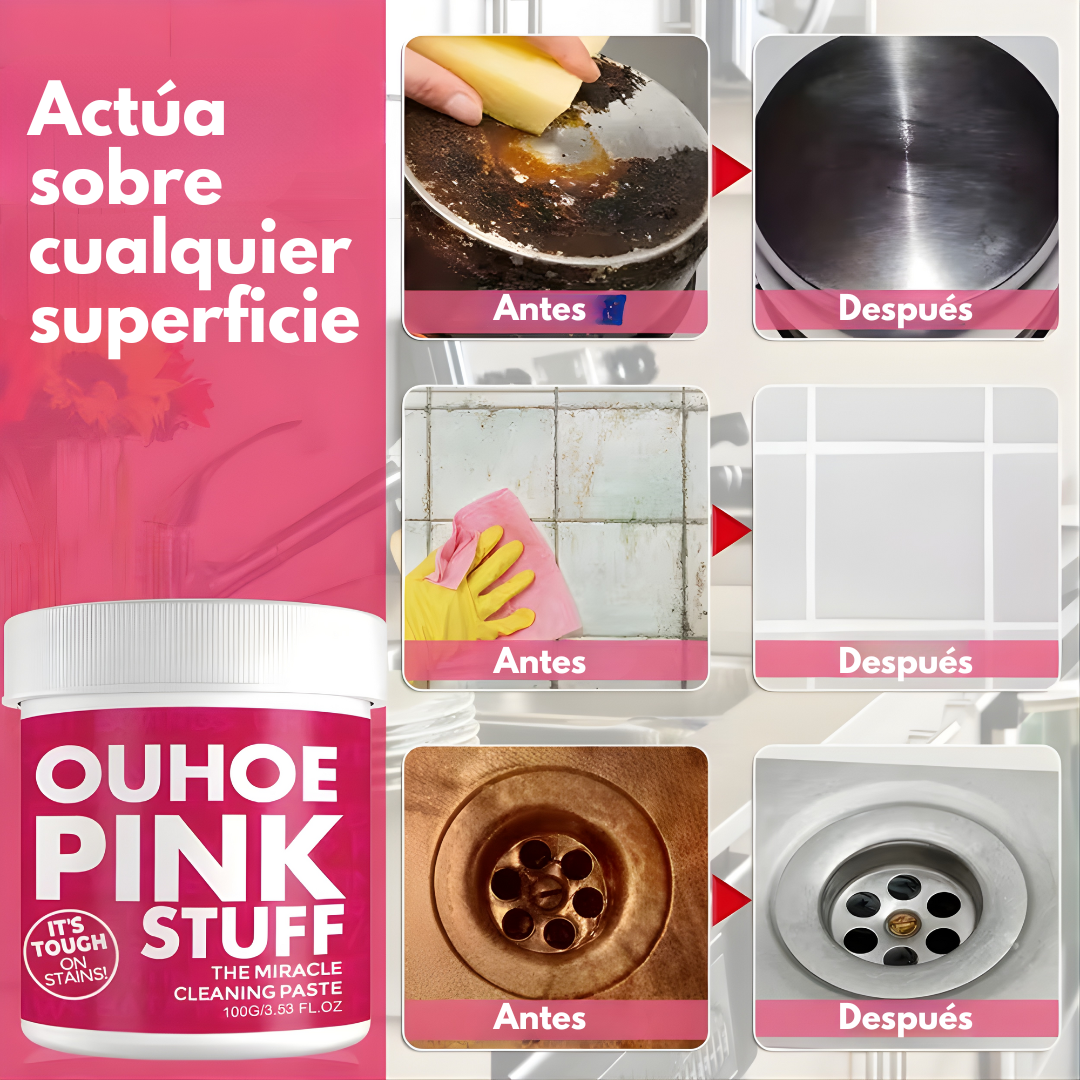 PINK STUFF PASTA MILAGROSA – Limpieza profunda, brillo visible y resultados sorprendentes en tu hogar