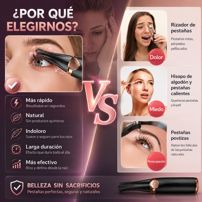 RIZADOR DE PESTAÑAS ELÉCTRICO CON CEPILLO – Curvatura definida y duradera