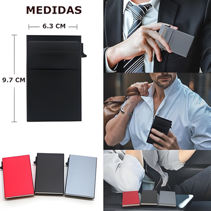 PORTA TARJETERA COLOR NEGRO BILLETERA POP UP – Protección total, diseño delgado y acceso rápido a tus tarjetas