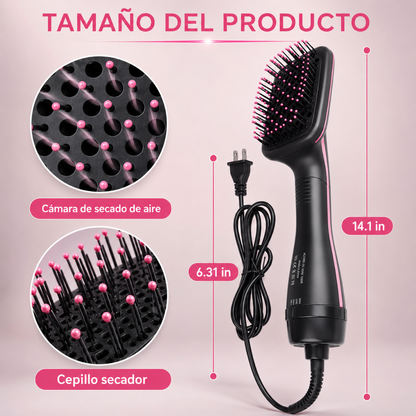 CEPILLO ELÉCTRICO 3 EN 1 – Seca, alisa y peina tu cabello con acabado más suave en menos tiempo