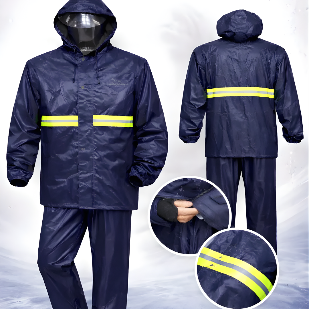 TRAJE IMPERMEABLE – Llega seco, visible y con estilo — protección total para la lluvia en moto o en la calle