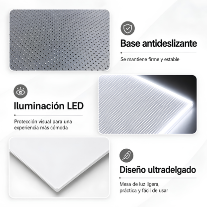 TABLETA DE DIBUJO CON LUZ LED – Calca, dibuja y crea con luz ajustable