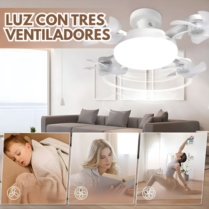 LUZ CON TRES VENTILADORES — Ilumina y refresca sin ventiladores que estorben