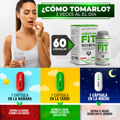 AMERICAN FIT AMERICAN NATURAL 60 CÁPSULAS – Apoyo digestivo diario para sentirte más ligero y acompañar tu control de peso