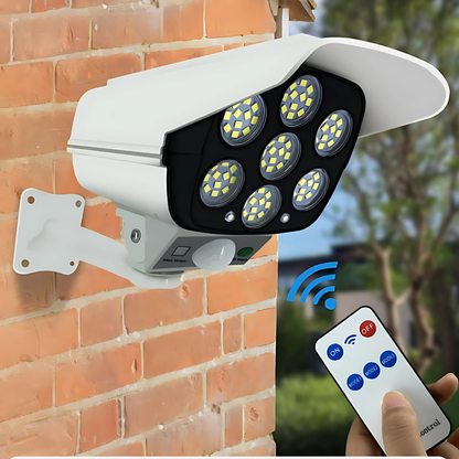 LÁMPARA SOLAR TIPO CÁMARA – Iluminación inteligente, seguridad exterior y ahorro de energía