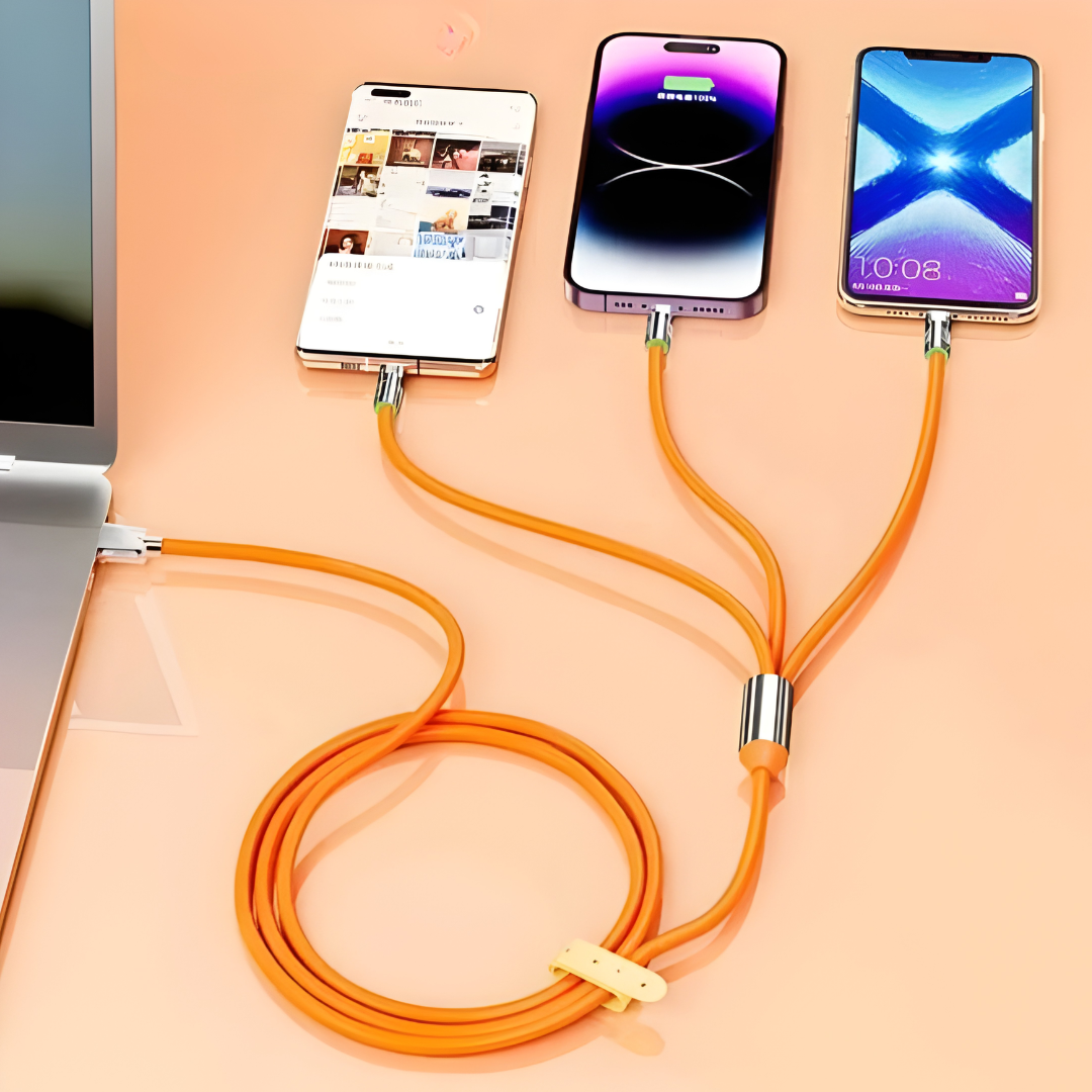 SUPER CABLE 3 PUNTAS – Carga múltiple, conexión universal y menos cables enredados