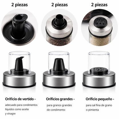 SET DE ESPECIEROS — Todas las especias ordenadas y a la vista
