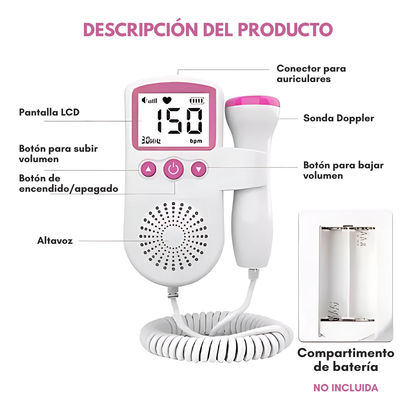 DOPPLER FETAL – Escucha los latidos de tu bebé y conecta con su vida desde casa