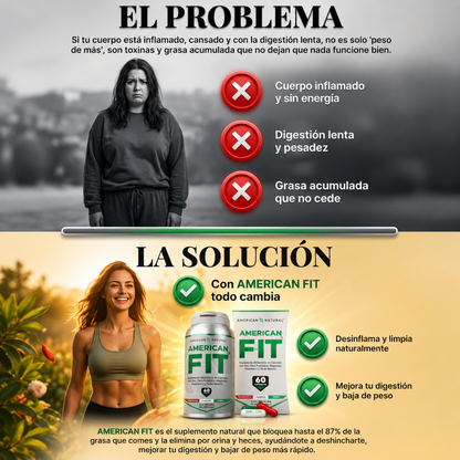 AMERICAN FIT AMERICAN NATURAL 60 CÁPSULAS – Apoyo digestivo diario para sentirte más ligero y acompañar tu control de peso