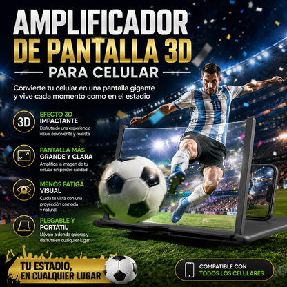 AMPLIFICADOR DE PANTALLA 3D PARA CELULAR – Vive cada partido como si estuvieras en la tribuna