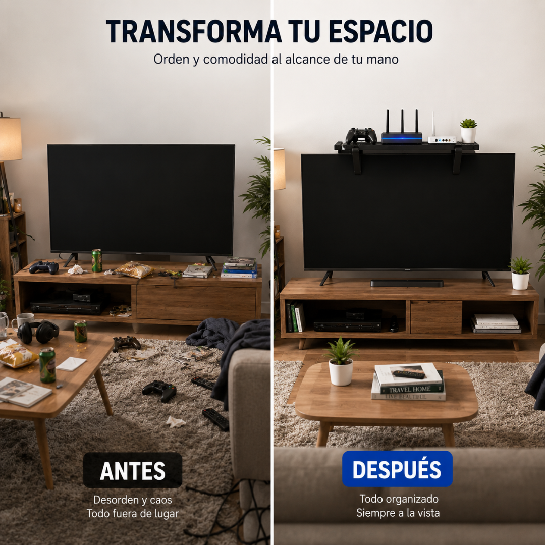 ORGANIZADOR PARA TV – Ordena modem, control y accesorios sin ocupar espacio extra