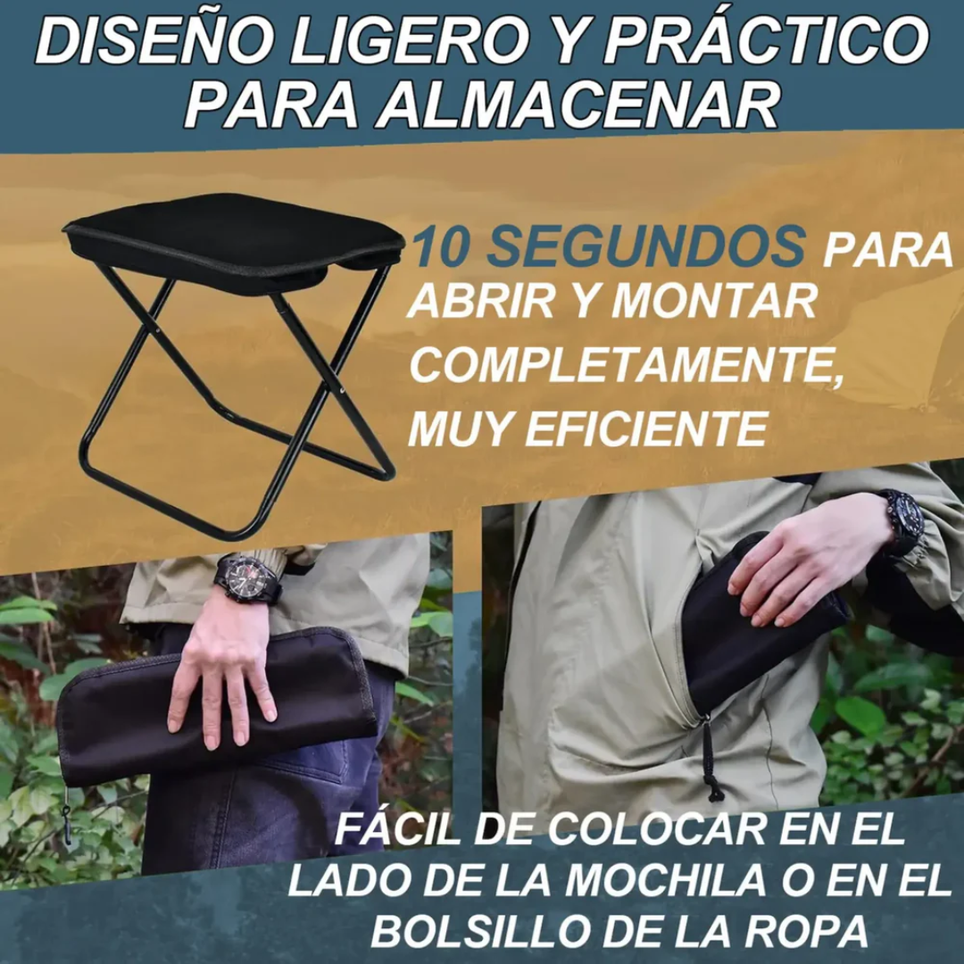 BANCO PLEGABLE — Lo usas una vez y luego lo llevas a todas partes