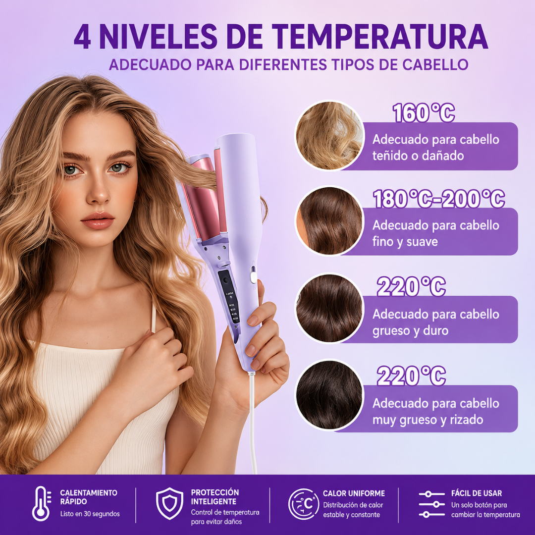 RIZADOR DE CABELLO ONDULADO – Ondas definidas y naturales en minutos, sin complicarte