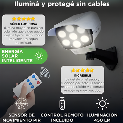 LÁMPARA SOLAR TIPO CÁMARA – Iluminación inteligente, seguridad exterior y ahorro de energía