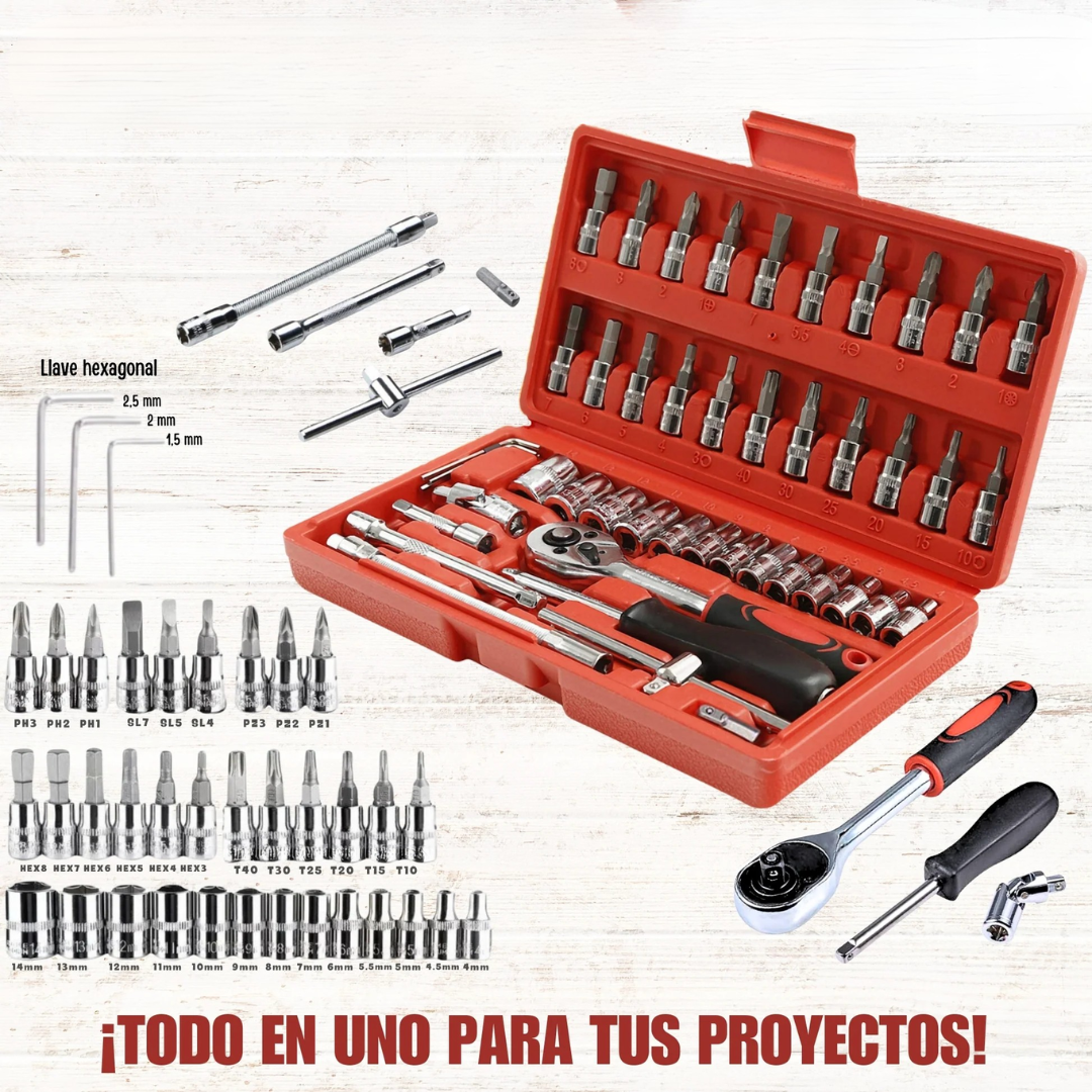 JUEGO DE LLAVES 46 PIEZAS – Reparaciones completas, herramientas precisas y control total en cada trabajo
