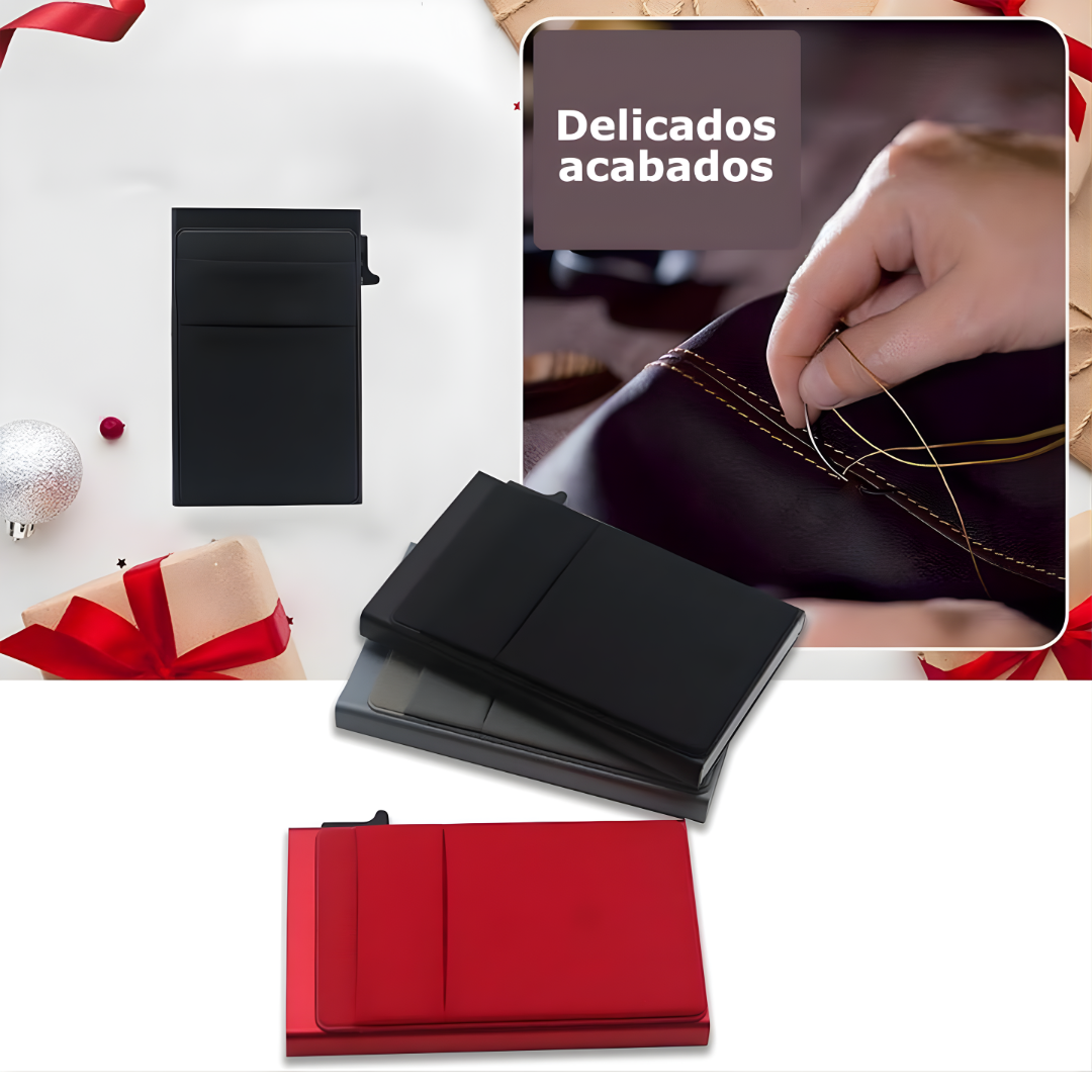 PORTA TARJETERA COLOR NEGRO BILLETERA POP UP – Protección total, diseño delgado y acceso rápido a tus tarjetas