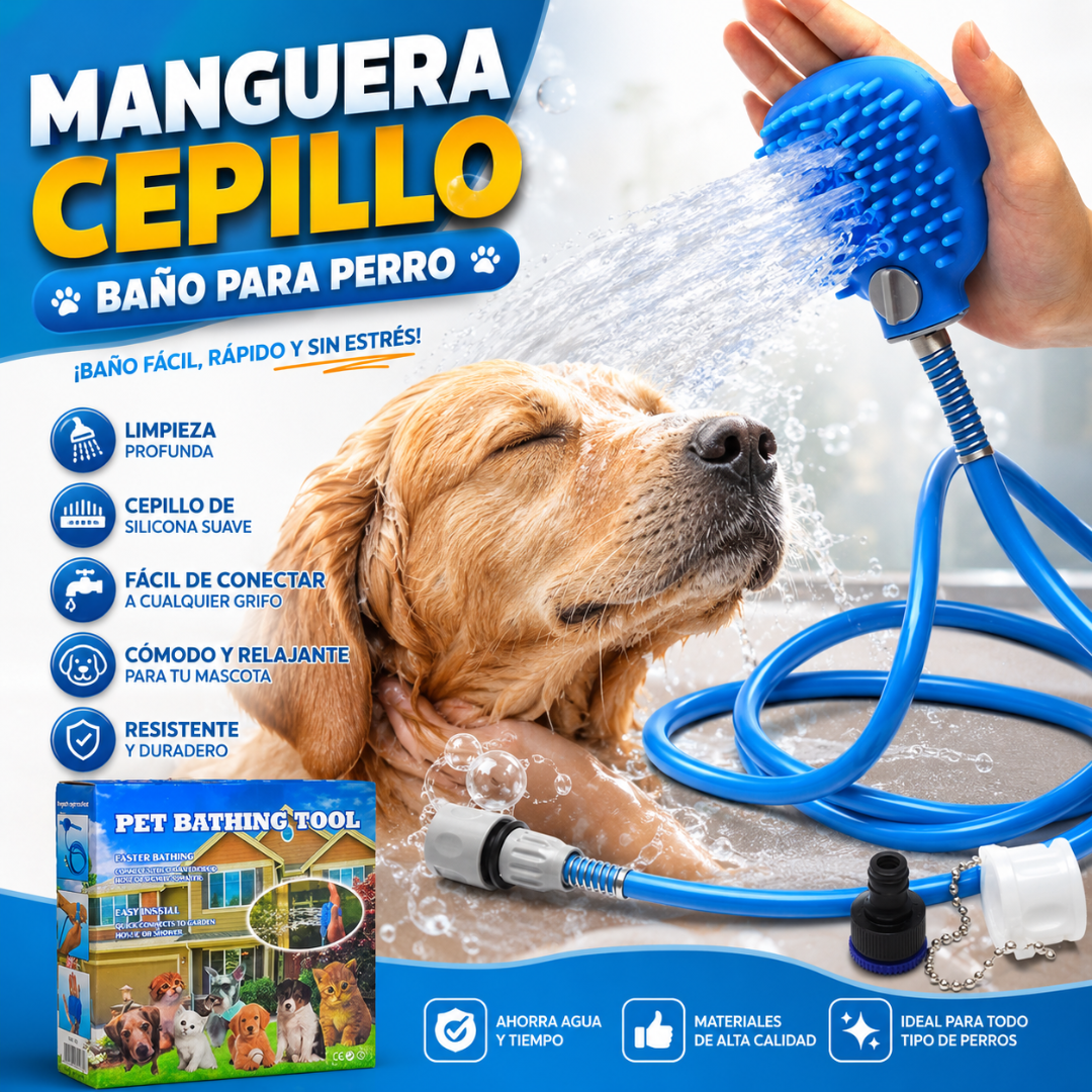 MANGUERA CEPILLO BAÑO PARA PERRO – Baños fáciles, rápidos y sin desastres