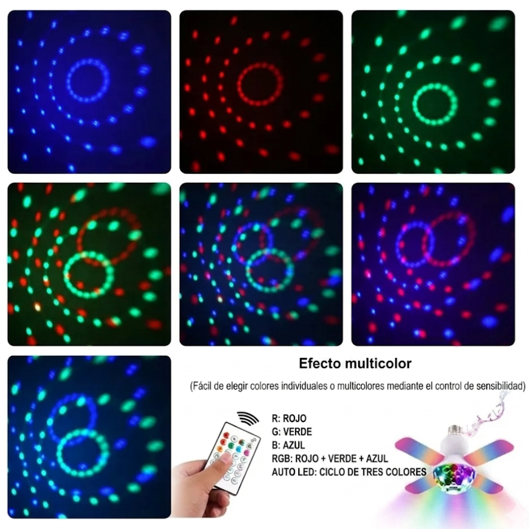 FOCO LED CON PARLANTE — Iluminación potente y música en un solo clic