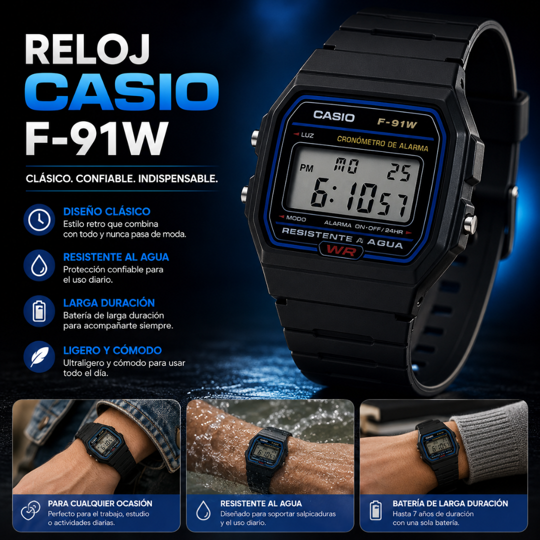 RELOJ CASIO F-91W – El clásico que nunca falla