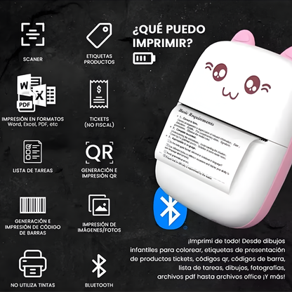 Impresora Térmica Bluetooth InstaPrint Pro™ - Imprime tus ideas donde quieras: rápida, ligera y siempre a mano.