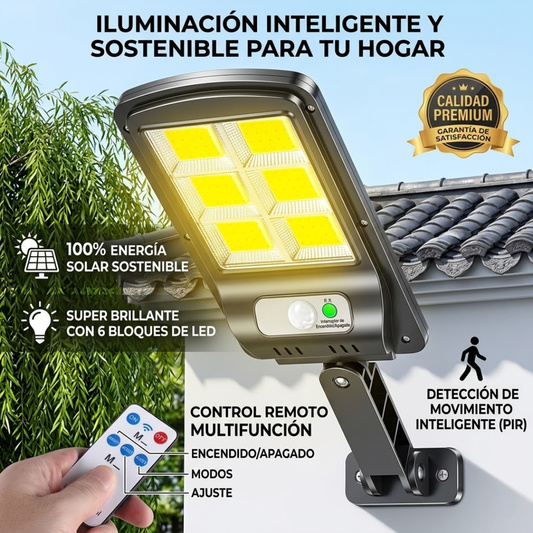 LÁMPARA SOLAR LED CON SENSOR  – Ilumina exteriores sin cables ni consumo eléctrico