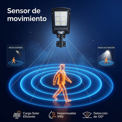 LÁMPARA SOLAR LED CON SENSOR  – Ilumina exteriores sin cables ni consumo eléctrico