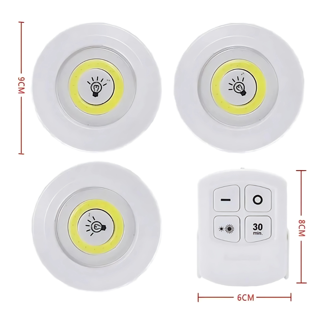 SET DE LUCES LED CON CONTROL REMOTO - Luz donde la necesites, sin enchufes, sin límites