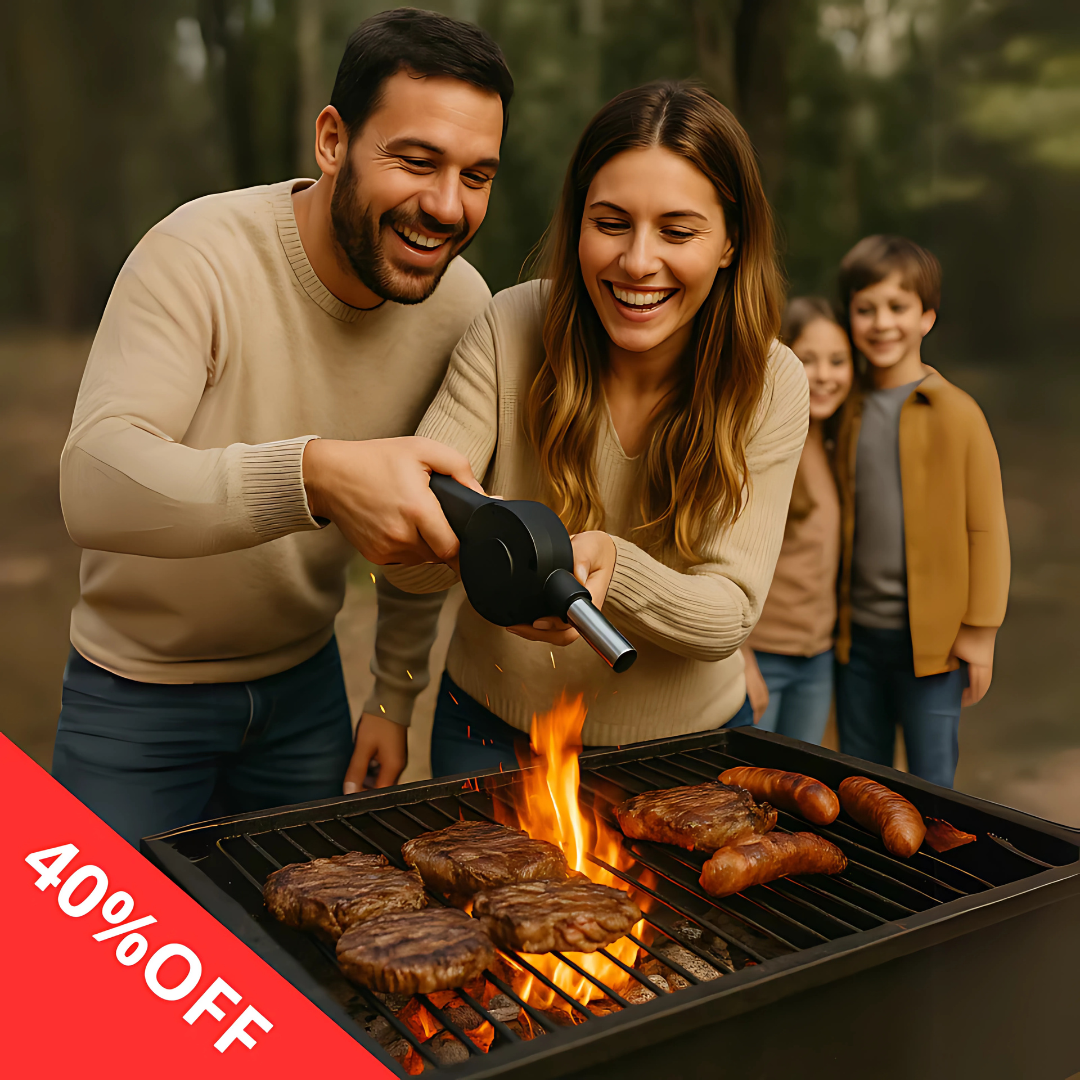 SOPLADOR MANUAL — Enciende el asado sin soplar, sin acercar la cara al humo y sin arriesgar los pulmones